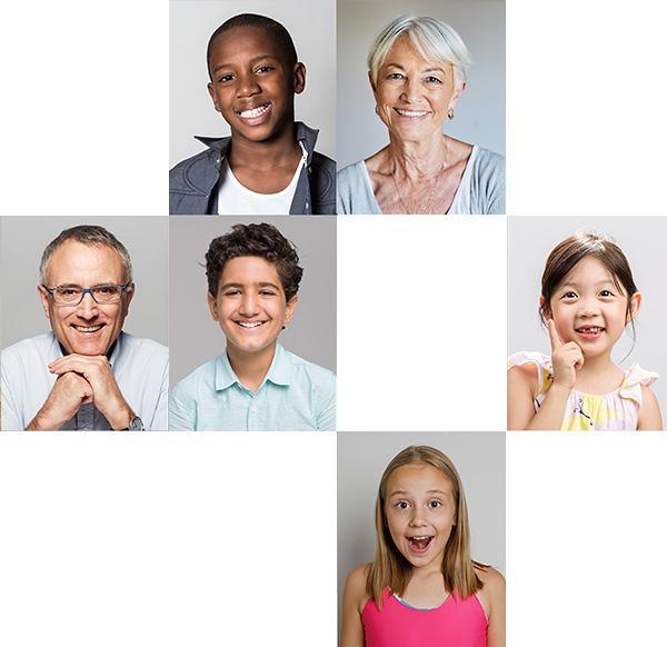 Collage of photos of dental patients