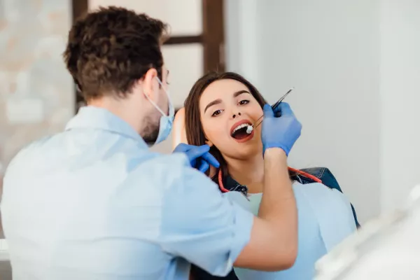 Patient at dental exam